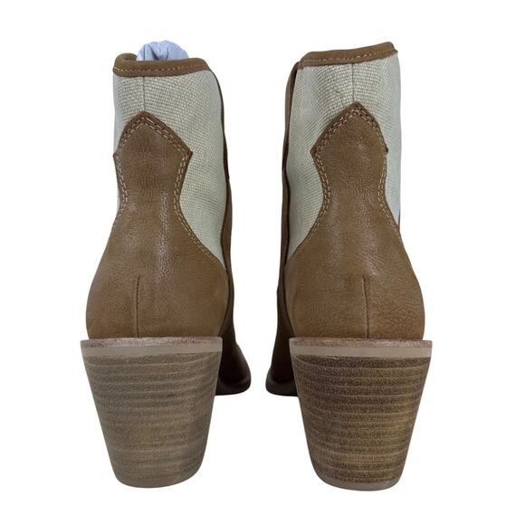 Dolce Vita Nashe Western Boots Women's 9 Tan Leather Ivory Pointed Toe Pull On - Picture 4 of 11